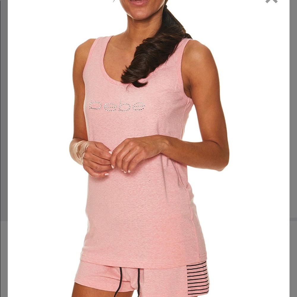 bebe rhinestone coral pink and black pjs Size S